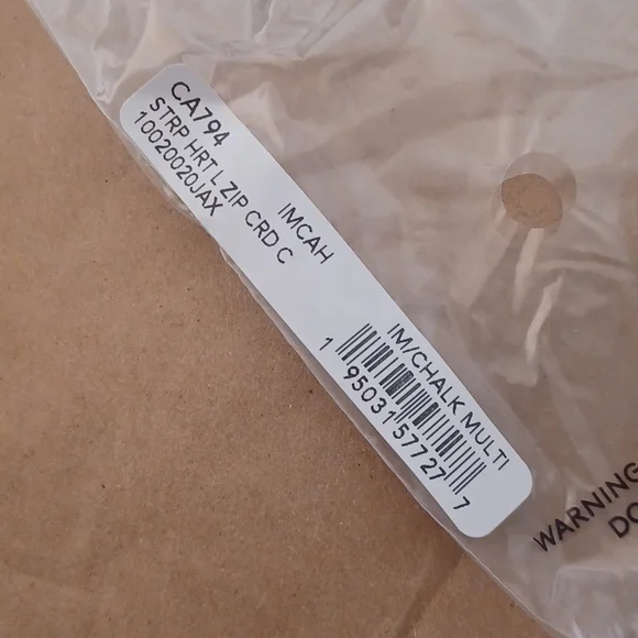 NWT COACH L Zip Card Case Wallet With Stripe Heart Print - Picture 7 of 7